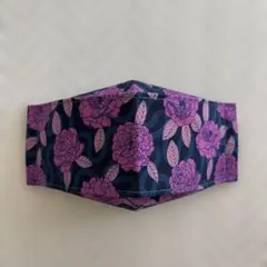 ハンドメイド 立体マスク 花柄 ネイビー moda カットクロス　生地