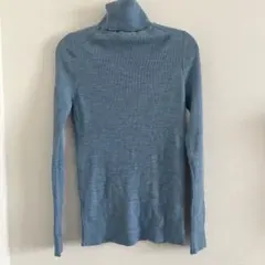 UNIQLO メリノリブタートルネックセーター Lサイズ　ブルー