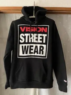ヴィジョンストリートウェア☆フード付きパーカー　M スウェット　ロゴ　黒