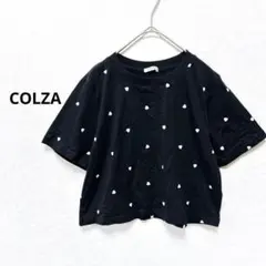 COLZA Tシャツ コットン 100 ハート 刺繍 ブラックのサムネイル
