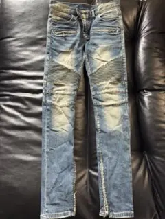 mnml バイカーデニムサイズ30 裾ジップ　ラッパー着用