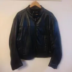 ZARA アウターフェイクレザージャケット ネイビー M