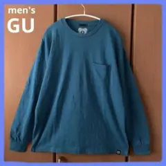 GU ブルーグリーン Mサイズ 長袖カットソー グラフィックプリント