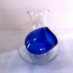 ◆ポケットカラフェ◆ガラス製◆徳利◆冷酒◆ 球体ブルー装飾◆