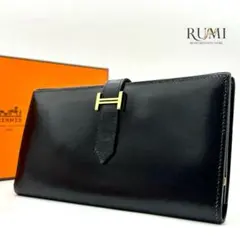鑑定書付き【極美品】HERMES ベアンクラシック ボックスカーフ 長財布