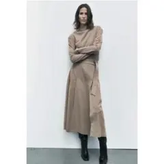 8 ZARA サイドスリット入りミディスカート S フクシア ZARA - ZARA ザラ サイドスリット入りミディスカート ブラウン 茶色 XS
