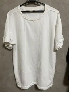 Onitsuka Tiger VネックTシャツ ホワイト　ダメージ加工デザイン