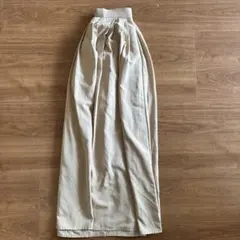 ベージュ フレアロングスカート ウエストゴム