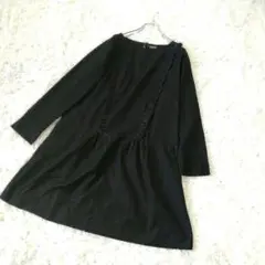 Angeliebe　フリルティアード フレアチュニックワンピース 9/M 　黒