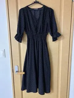 honeys ドット ワンピース フレア ロング M