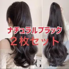 2点セット★大人気★55cm ナチュラルブラック クリップ式 ポニーテール