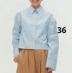 yori ミニフリルストライプ　ショートシャツ　36