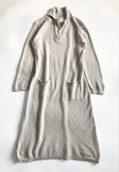 （m7）マーガレットハウエル /size F/ニットワンピース/ウール/ベージュ