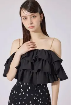 新品未使用 rienda 2WAY フリル オフショル ブラウス ブラック 夏