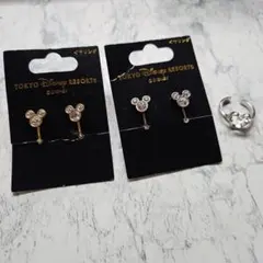 東京ディズニーリゾート ミッキー イヤリング ゴールド シルバー リング
