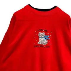 FABN アニマル スウェット 赤 猫 ネコ ねこ ラブ LOVE