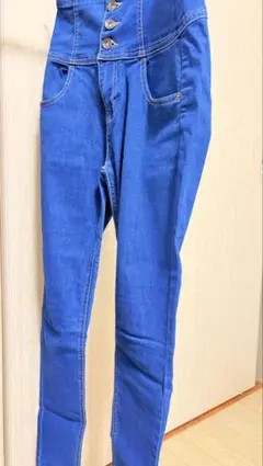 ハイウエスト スキニーデニム 青色