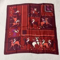 美品　クリスチャンディオール　スカーフ　赤　レッド　馬　スポーツ　動物