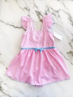 新品　ワンピース　チェック　水着