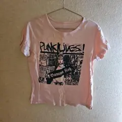 月末まで限定さらに値下げBANANA FISHPUNKLIVES!ピンク半袖Tのサムネイル