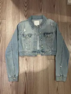ライトブルー クロップドデニムジャケット