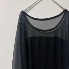 レディース メッシュ シースルー ブラック 長袖カットソー【3X】