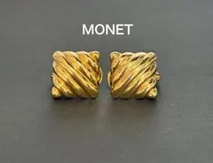 MONET モネ　スクエア　ウェーブ　ゴールド　イヤリング　ヴィンテージ