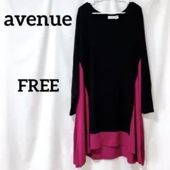 avenue 黒・ピンク 長袖ワンピース サイズFREE