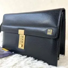 Dunhill 2 컴파트먼트 그레인 레더 세컨드 백 스트랩 블랙 다이얼 락