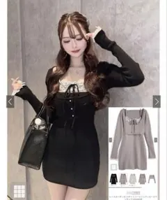 レースカーディガンキャミソールミニワンピースアンサンブル ru1613