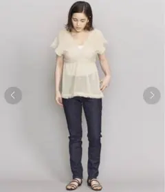 TAN リネン　フリンジニット　プルオーバー