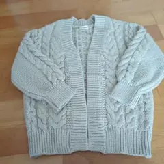 GU チャンキーニットボーイフレンドカーディガン 長袖 ベージュ