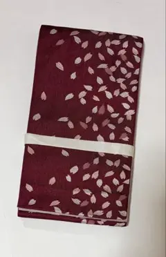 リバーシブル半幅帯　ワイン桜×桜色のドット　小袋帯　半巾帯　卒業式袴下のサムネイル
