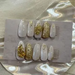 【現品即発送】成人式ネイルチップ ロング 和柄ネイル 白金　前撮りネイル 振袖のサムネイル