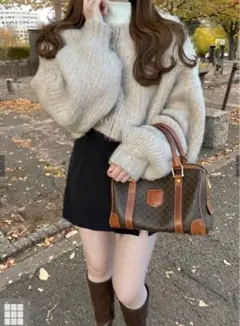 ウール混シャギーニットショート丈カーディガン［dr649］ ベージュ