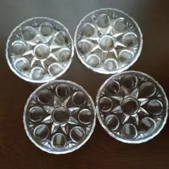 こっこ様専用　昭和レトロ　ガラス製 コースター 4枚セット　小皿