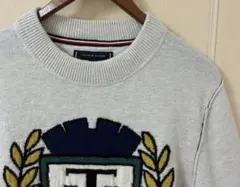 トミーヒルフィガー メンズ ニット トレーナー M オフホワイト ロゴ