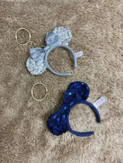 【ミニーマウス】耳キーホルダー　2個セット