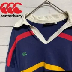 カンタベリー　ラガーシャツ　刺繍ロゴ　ボーダー　ネイビー　オーストリア製