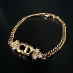 オールド　ディオール　CDロゴ　ストーン付　ブレスレット　バングル　ゴールド