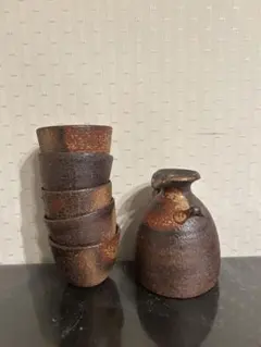 茶色陶器 徳利とおちょこセット