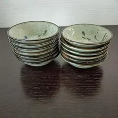 未使用 小皿 豆皿 陶磁器 13枚セット 和食器 葉柄 青