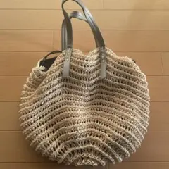 編み物 ベージュ ハンドバッグ