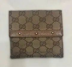 GUCCI GGパターン 二つ折り財布 ブラウン