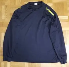 Mizuno ミズノブラック長袖 Tシャツ✨蛍光イエローロゴデザインシャツ