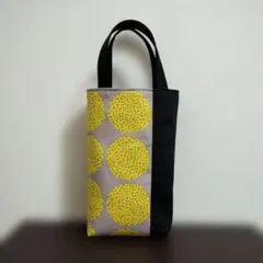 縦長！　あじさい柄×帆布　ハンドメイドのシンプルなミニトートバッグ