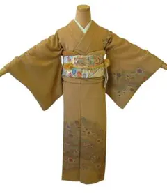 美品更紗柄の附下げ・訪問着＆袋帯・帯〆・帯揚げセット（正絹 