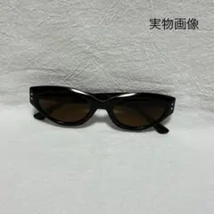 サングラス キャットアイ ブラウン　UV400 茶色オーバル Y2K 横長 韓国