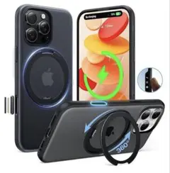 TORRAS iPhone 15 用 ケース360° マグネット 耐衝撃 黒