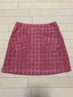 【美品】Bon mercerie ピンクチェック柄ミニスカート